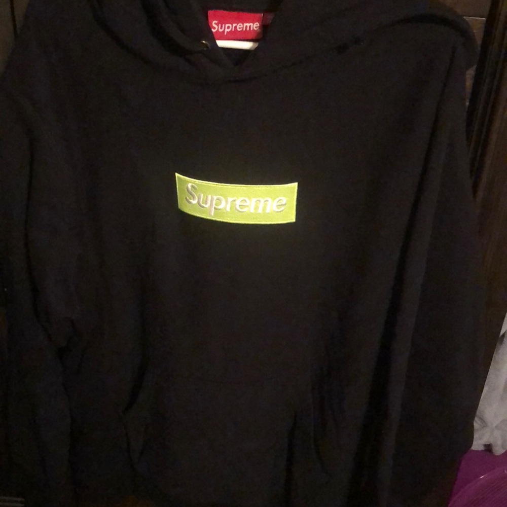 Supreme Neon green and black hoodie